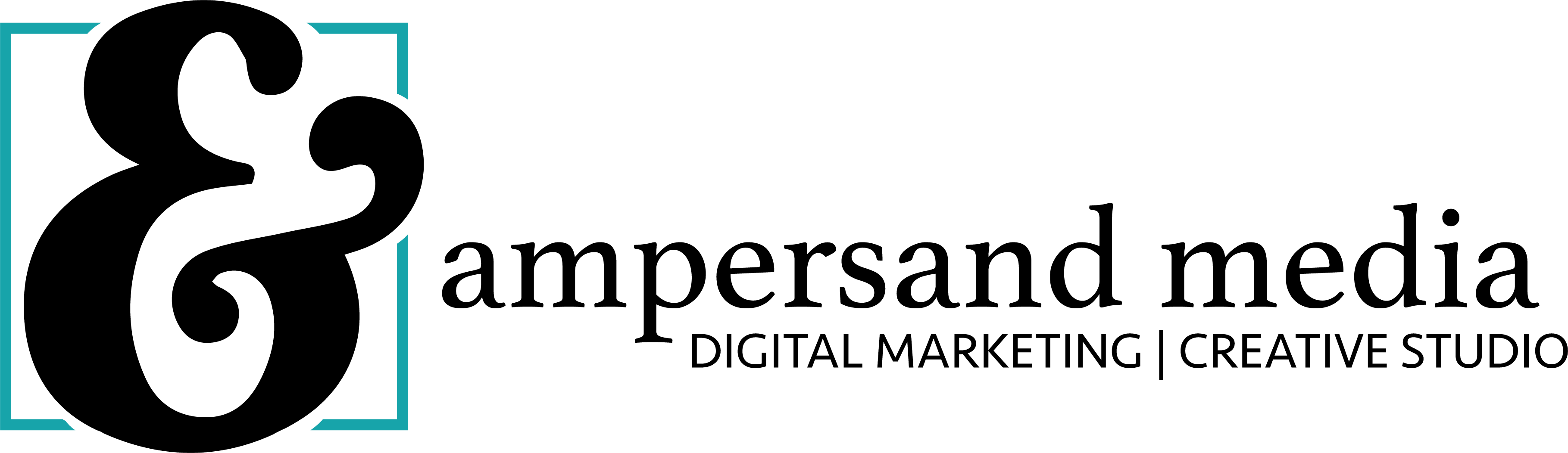 Ampersand Media Logo - Monochrome (3638x1052), Png Download