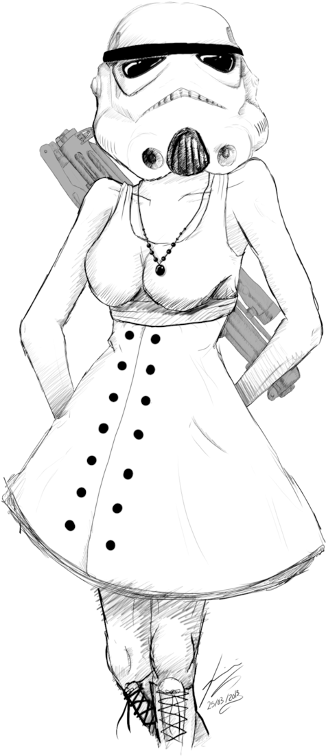 Stormtrooper Cutie Sketch - Sketch Of Stormtrooper (674x1184), Png Download