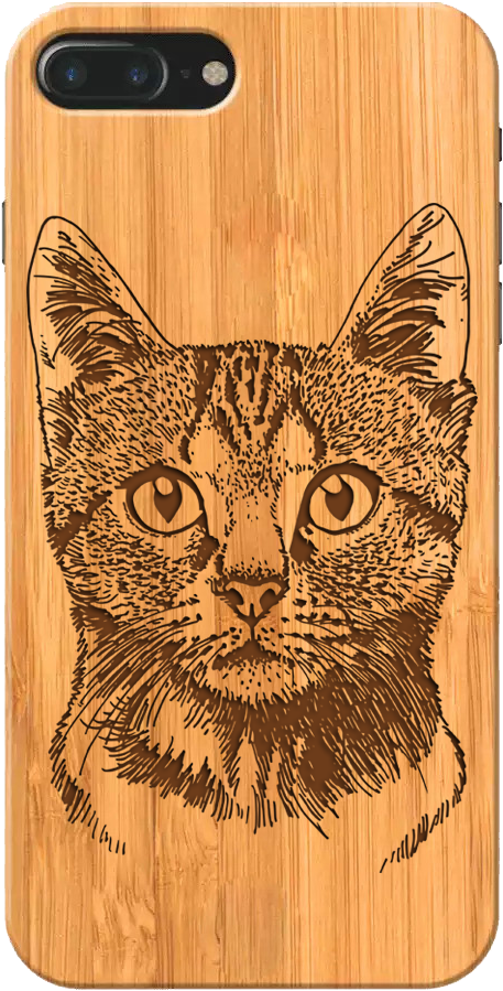 Cat Head Wooden Phone Case - Smartphone (900x900), Png Download