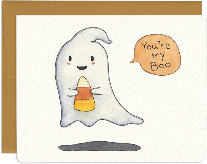 Sweet Ghost Greeting Card - Cartoon (800x661), Png Download