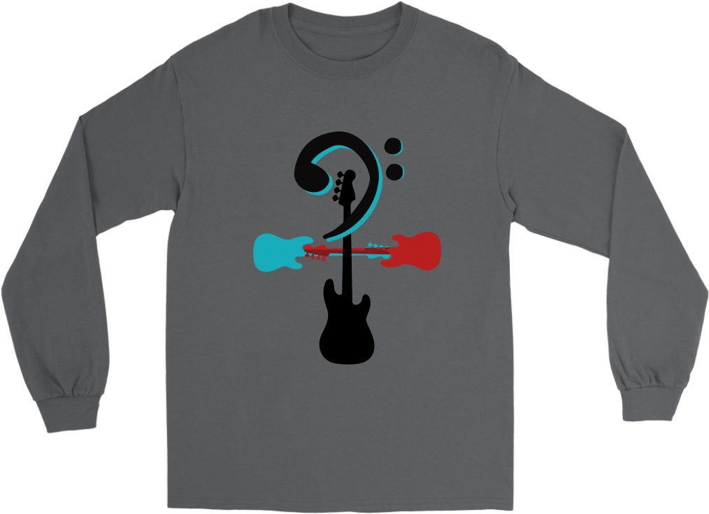 Men's Bass Player Long Sleeve Tee With Custom Bass - Shirt (1024x1024), Png Download