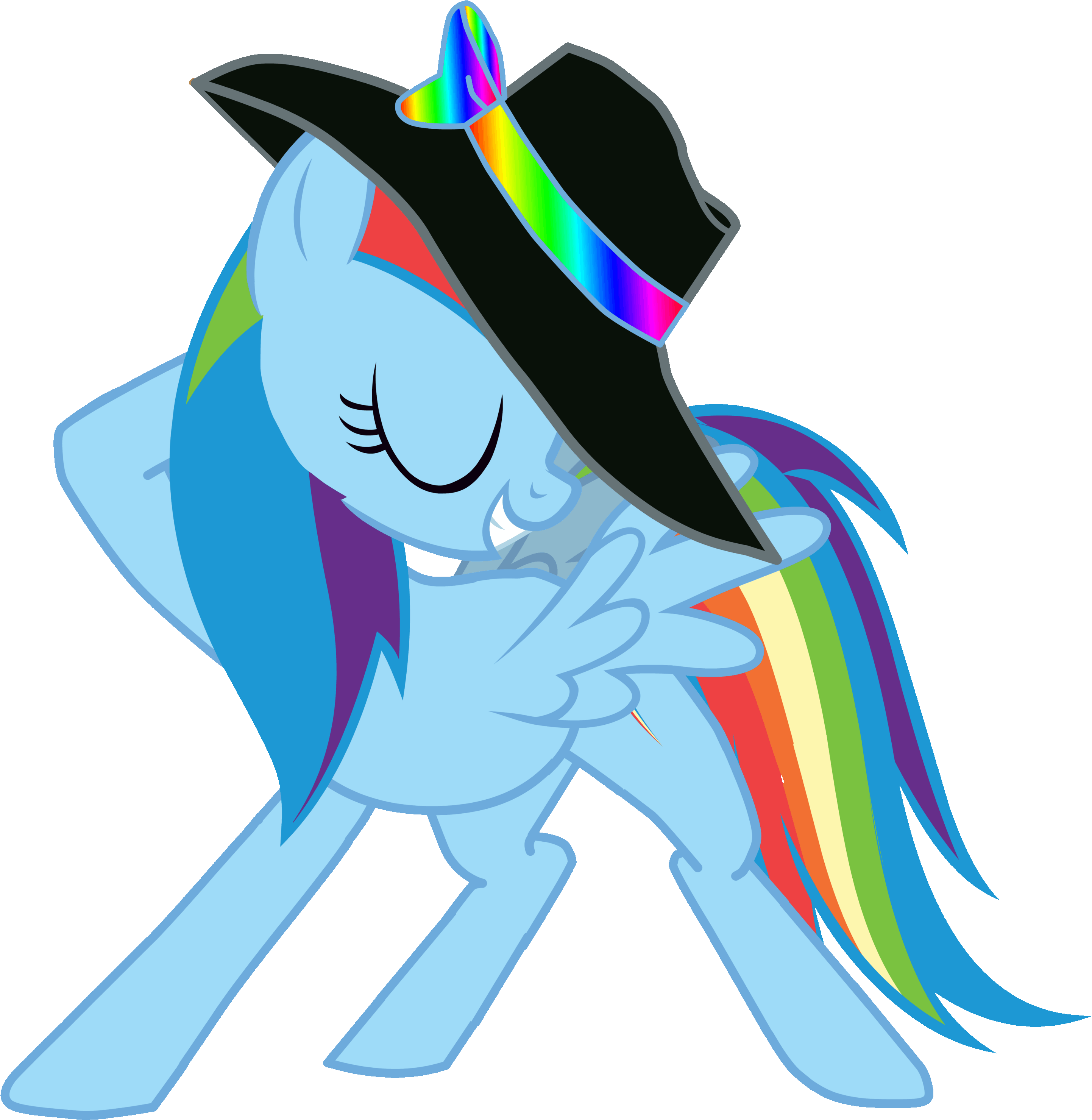 Rainbow Dash Being Fabulous Wearing A Rainbow Hat - Mlp Rarity With Hat (2965x3030), Png Download