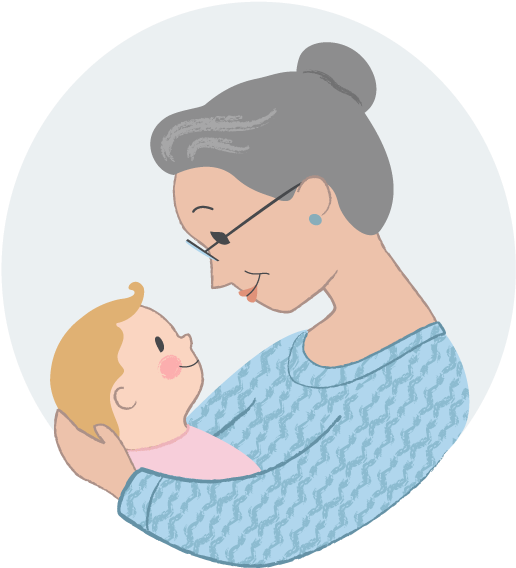 Sasee Magazine - Grandmother Holding Baby Drawing (576x648), Png Download