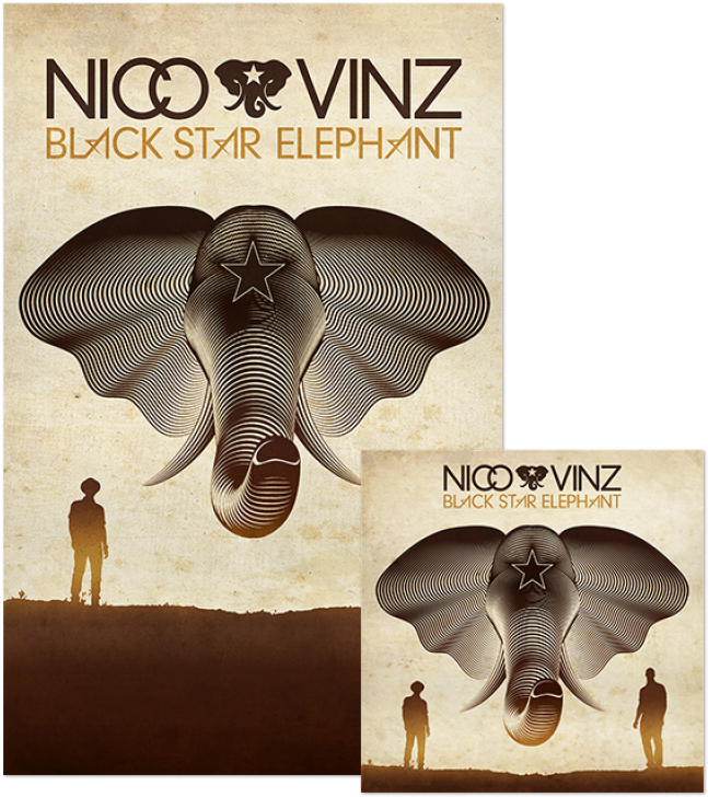 Nico & Vinz Black Star Elephant (800x800), Png Download