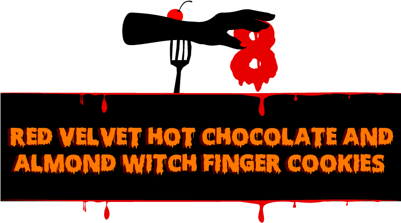 Red Velvet Hot Chocolate And Almond Witch Finger Cookies - Illustration (800x463), Png Download