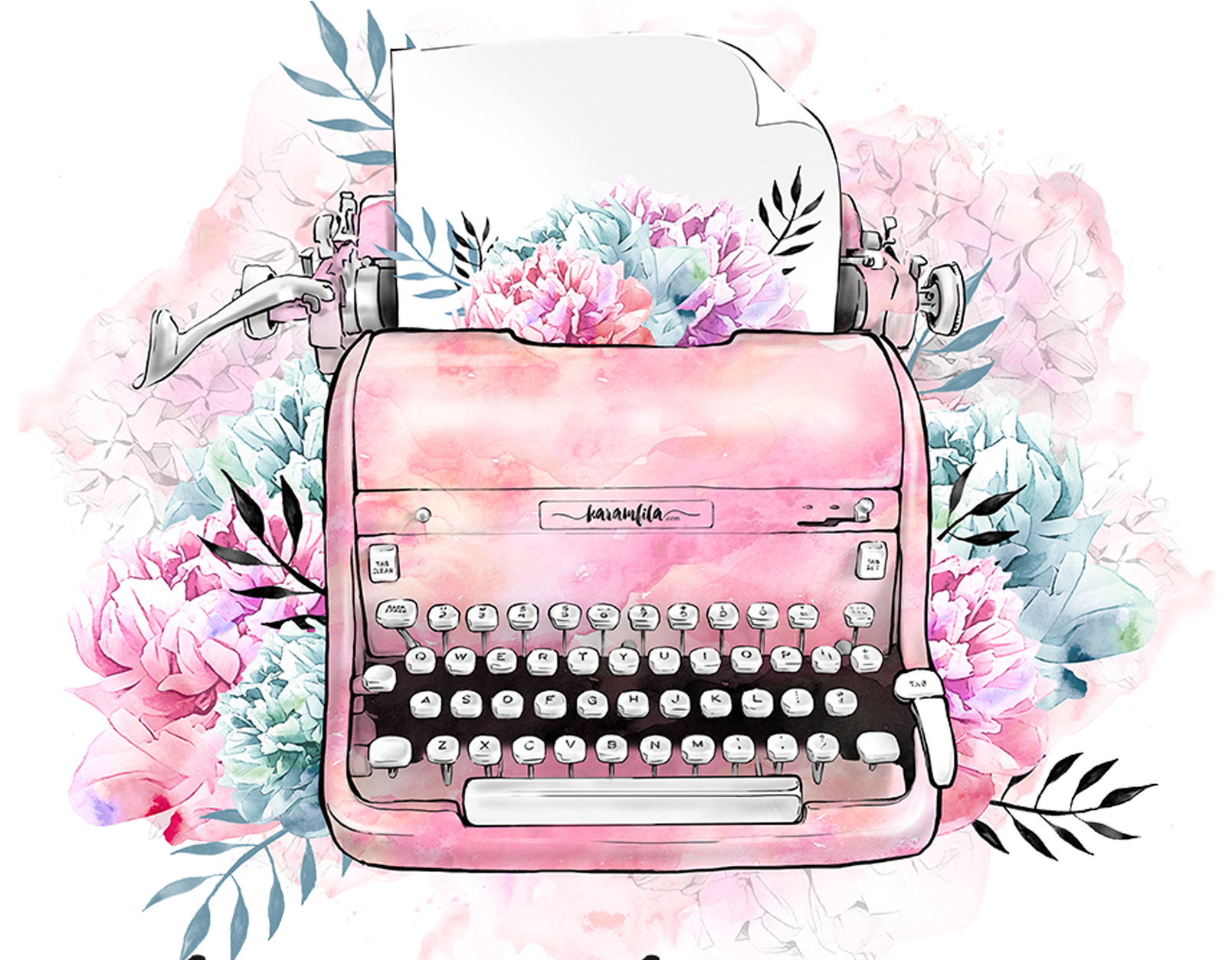 Cute Drawings Of Typewriters (3000x1262), Png Download