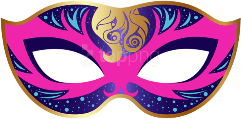 Free Png Pink And Blue Carnival Mask Png Images Transparent - Mask Clipart Png (850x423), Png Download