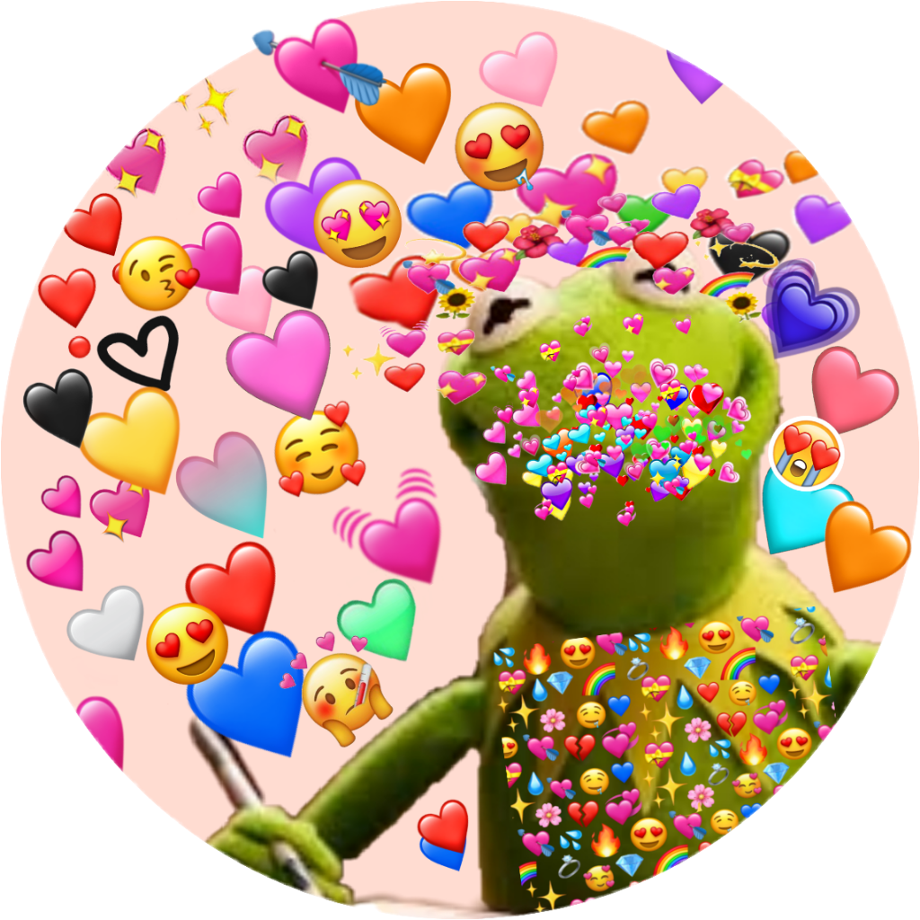 #kermit #frog #love #lovely #hearts #heart #ilikeyou - Kermit With Love Hearts (1024x1024), Png Download