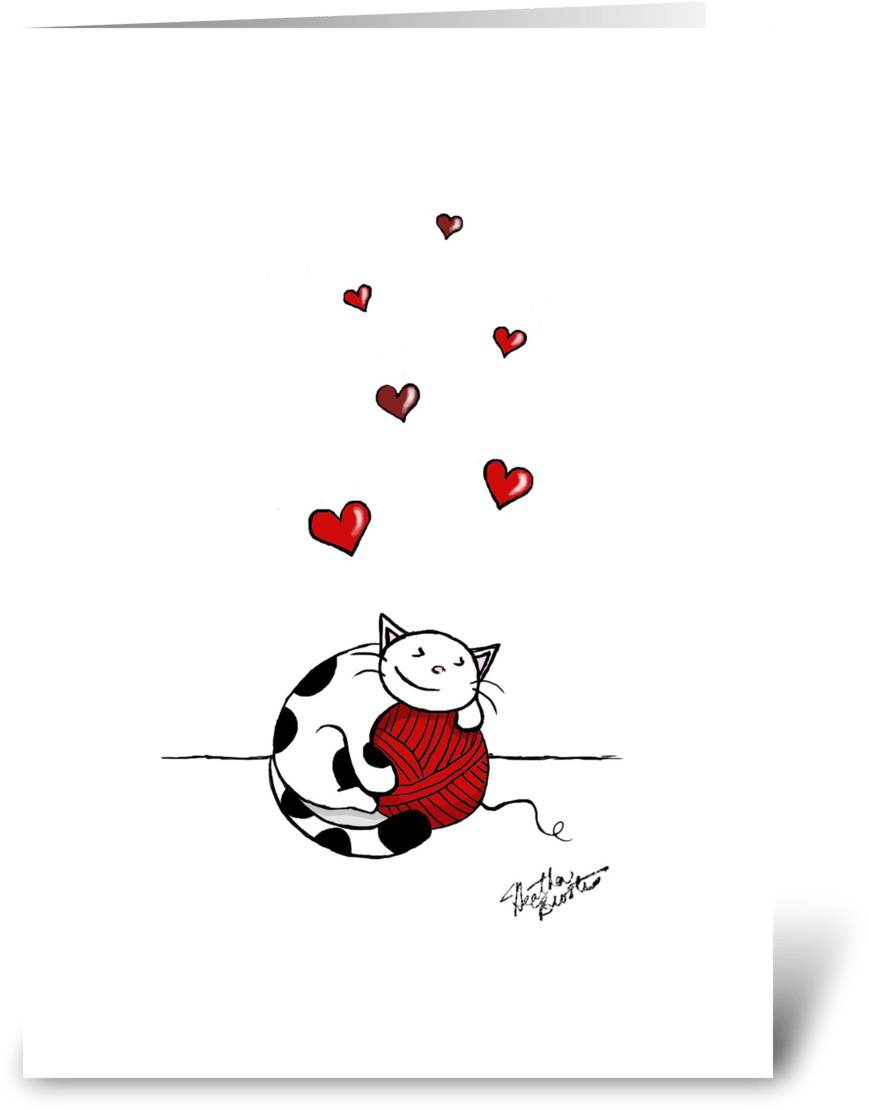 Cat Hugs Yarn - Cartoon (1050x1188), Png Download