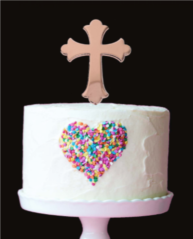 Cake Topper Cross Rose Gold - 5 Cake Topper (1000x1000), Png Download