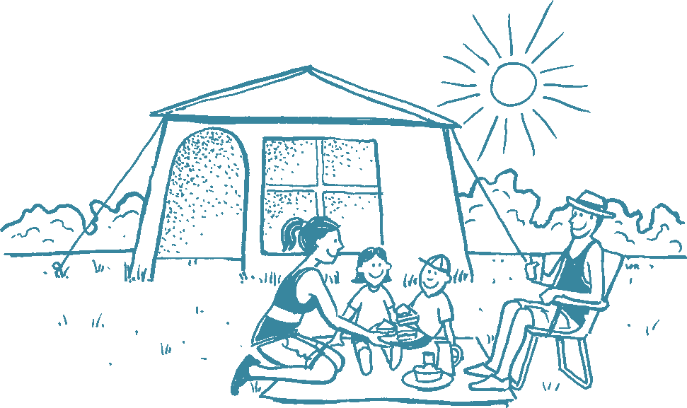 Camping - Illustration (971x577), Png Download