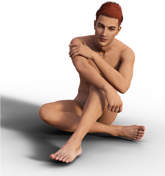 Man Sitting Naked Casual Sexuality Young Male - Human Sitting Naked (646x720), Png Download