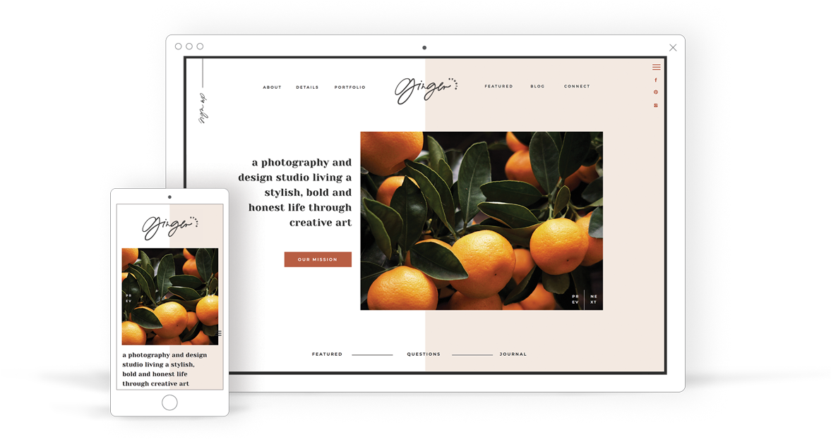 Modern & Bold Showit Website Template For Creative - Ginger Saffron Avenue (1200x770), Png Download