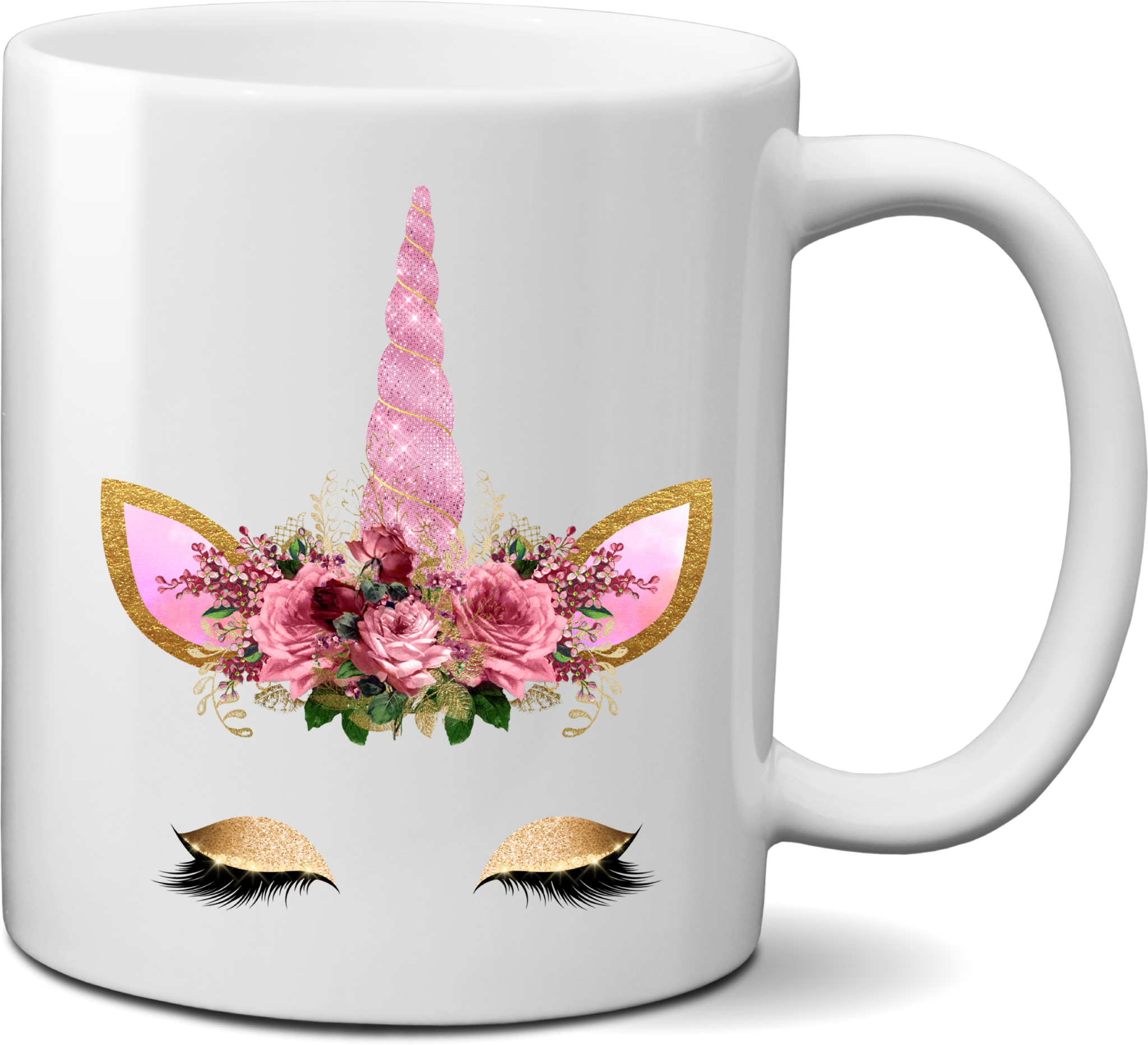 Unicorn Face Coffee Mug With Eye Shadow Lashes 11oz - Unicorn Face Mug (2048x1865), Png Download