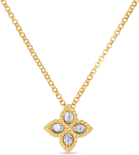 Small Rc Princess Flower Diamond Pendant - Necklace (800x800), Png Download