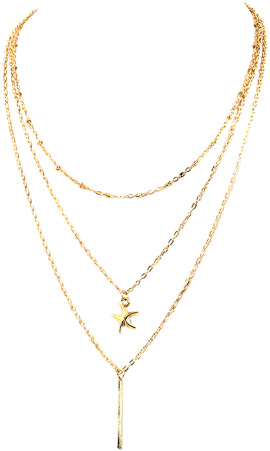 Dropshipping For Stylish Starfish Layered Necklace - Gold Layered Necklace Transparent (700x931), Png Download
