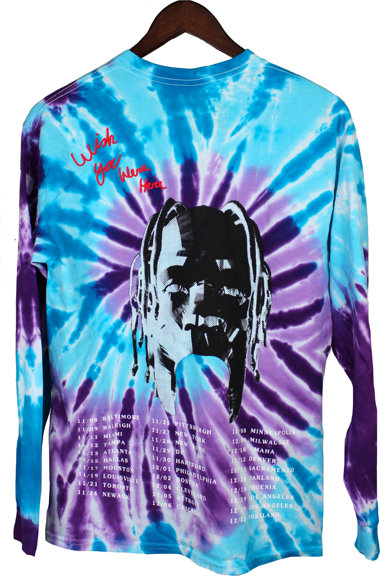 Travis Scott Astroworld Tie Dye Long Sleeve - Travis Scott Tie Dye Shirt (1402x2048), Png Download