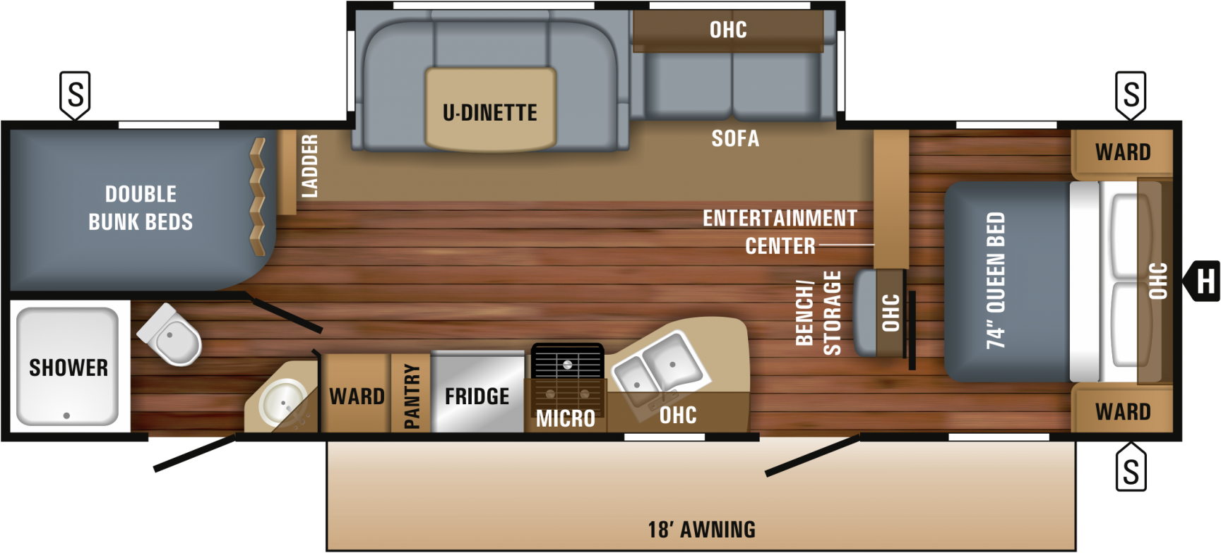 Interior Color - Tumbleweed - 2018 Jay Flight 32bhds (1800x862), Png Download