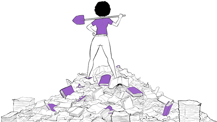 Student Holding A Shovel On A Pile Of Homework - Illustration (751x418), Png Download
