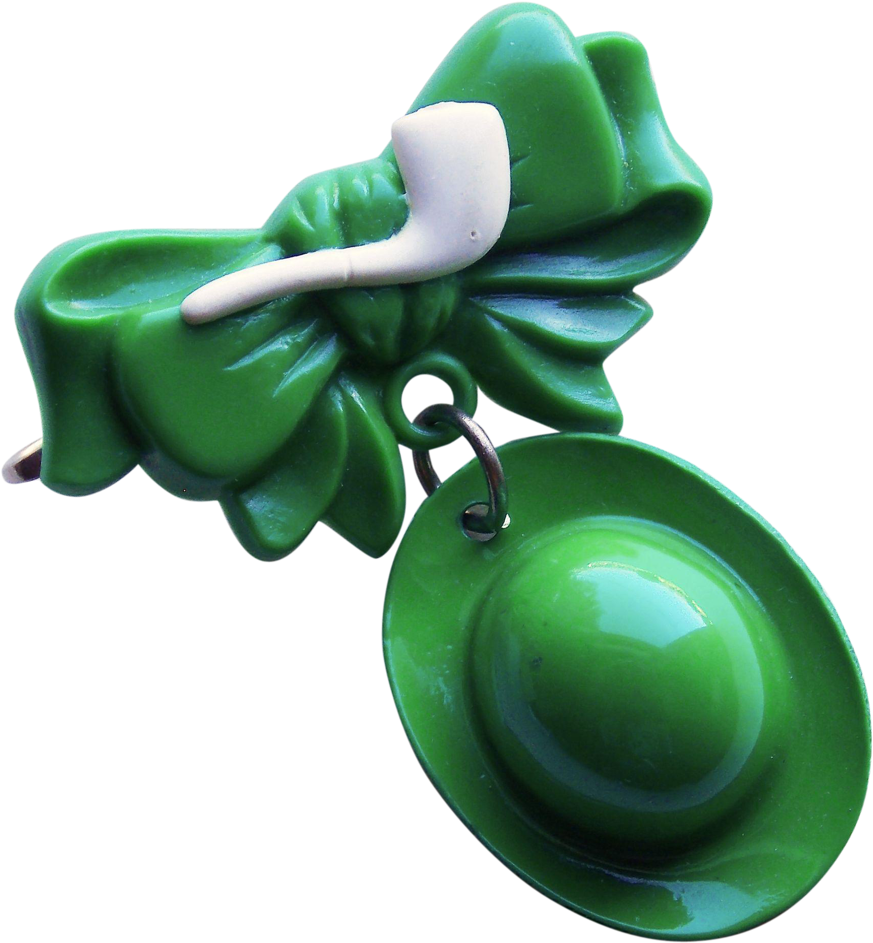Lucky Leprechaun Hat & Pipe Vintage Green Plastic Pin - Pendant (1856x1856), Png Download