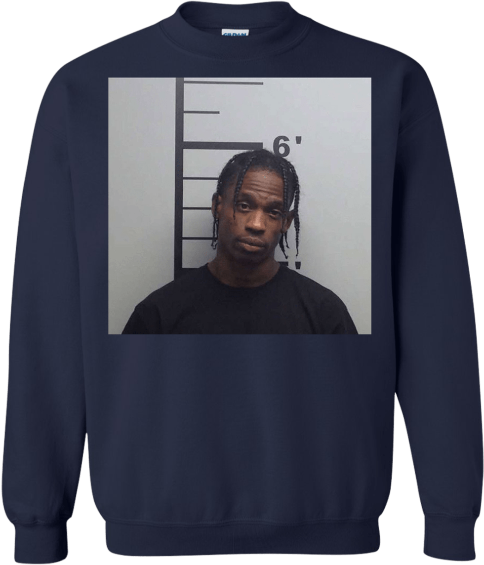 Houston Rapper Travis Scott Mugshot T Shirt G180 - Sweatshirt (1155x1155), Png Download