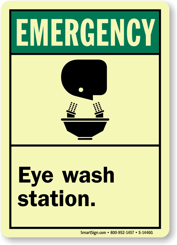 Emergency Eye Wash Station Sign - Poster (579x800), Png Download