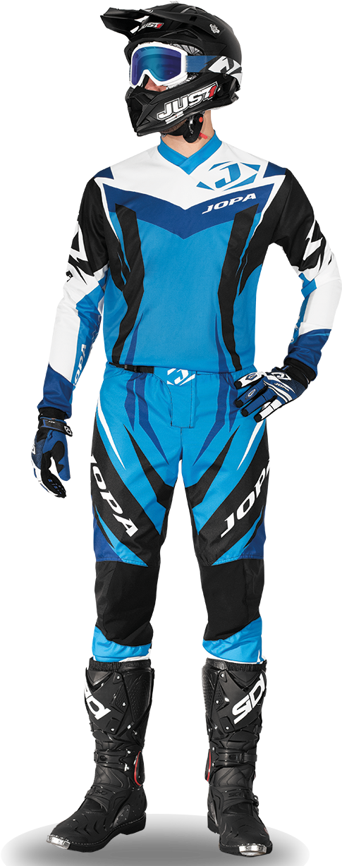 Motocross Gear Blue White (530x1286), Png Download
