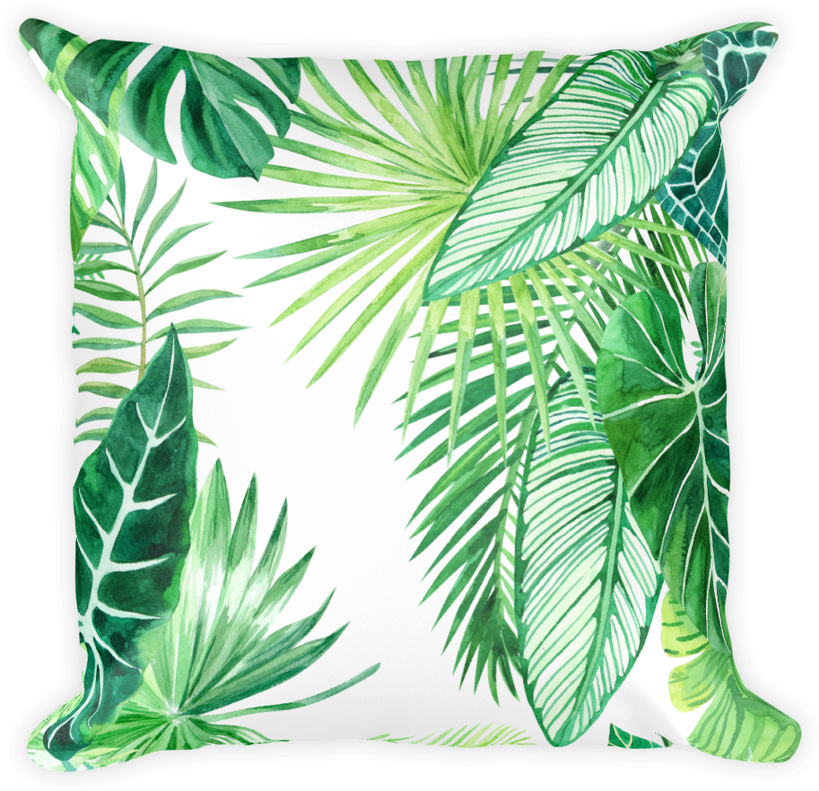 Tropical Leaves Throw Pillow - Pattern Plant (1000x1000), Png Download