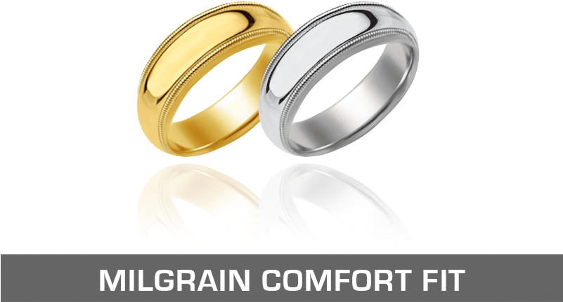 Ross Metals Mountings Milgrain Comfort Fit Wedding - Engagement Ring (800x565), Png Download