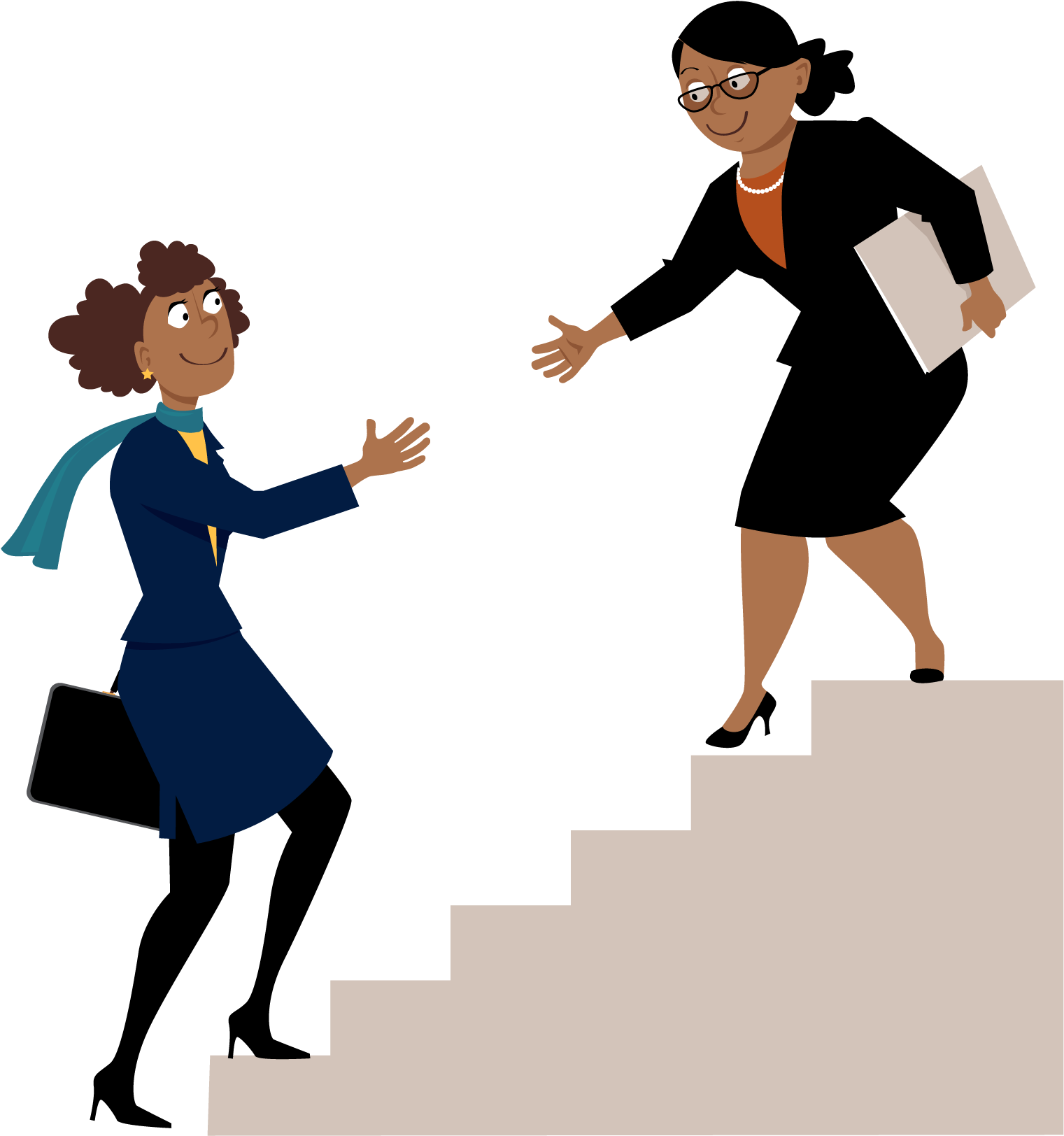 Two Female Employees Helping Each Other - Women Mentorship (1667x1668), Png Download