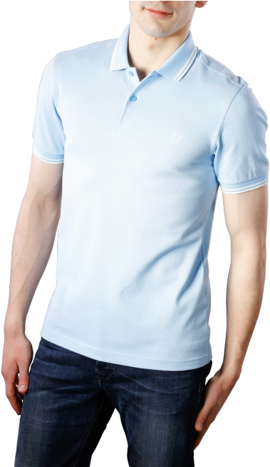 Fred Perry Twin Tipped Polo Shirt Sky Blue/ecru - Man (490x653), Png Download