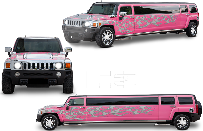 Hummer H3 Pink - Limousine (854x567), Png Download