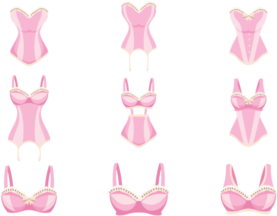 Pink Bustier Icons Vector - Lingerie Icones Png (700x490), Png Download