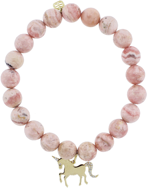 Diamond Pave Unicorn Charm Bracelet (571x727), Png Download