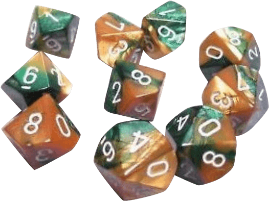 Opaque Dice D10 Gemini Gold Green White X10 - Figurine (709x709), Png Download