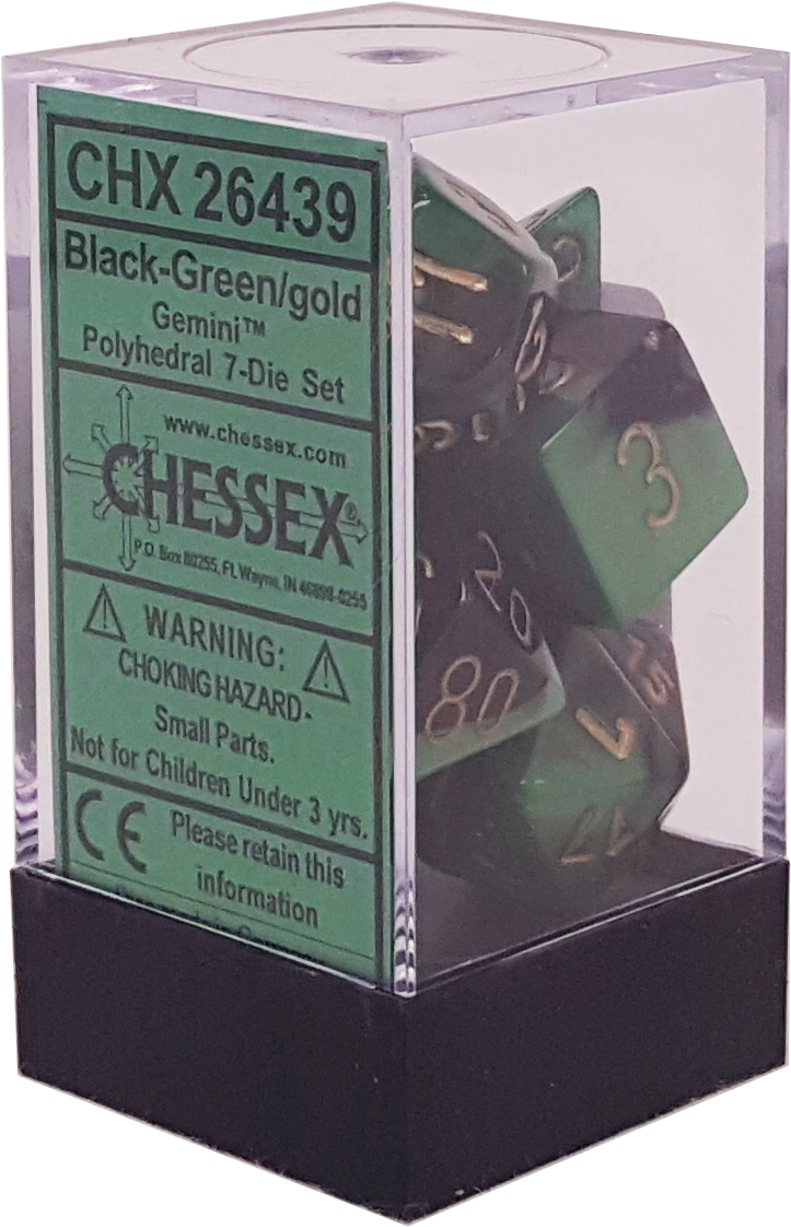 Gemini Black-green With Gold Polyhedral - Figurine (1512x1800), Png Download