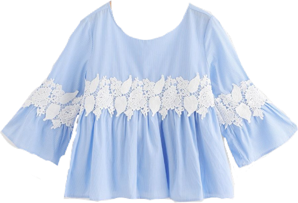 #blous #outfit #ropa #blusa #azul #rosa #amarillo #verde - Girl (1024x697), Png Download