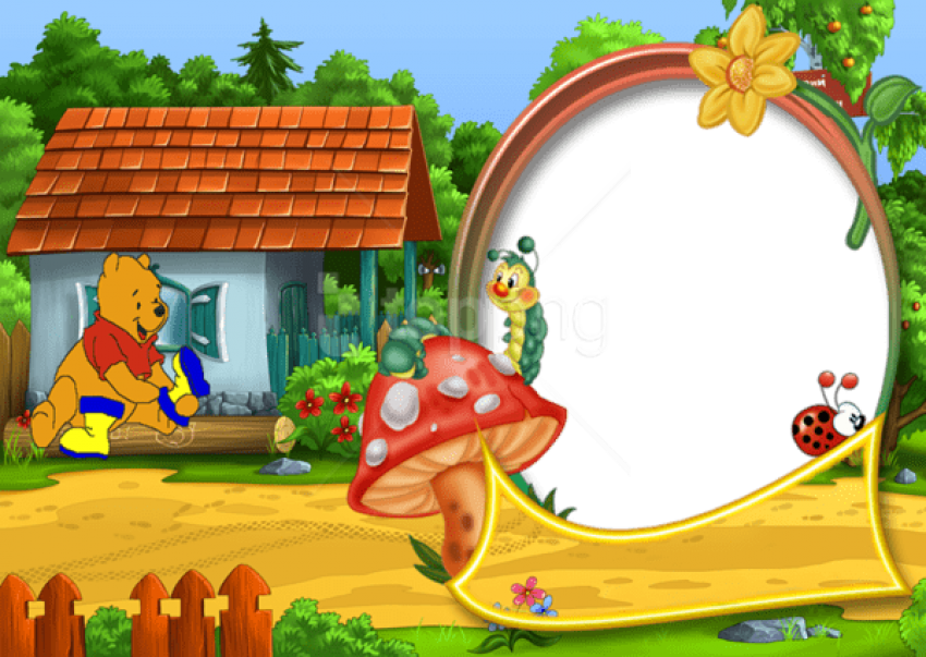 Free Png Best Stock Photos Cute Png Kids Photo Frame - Winnie The Pooh Background Png (850x603), Png Download