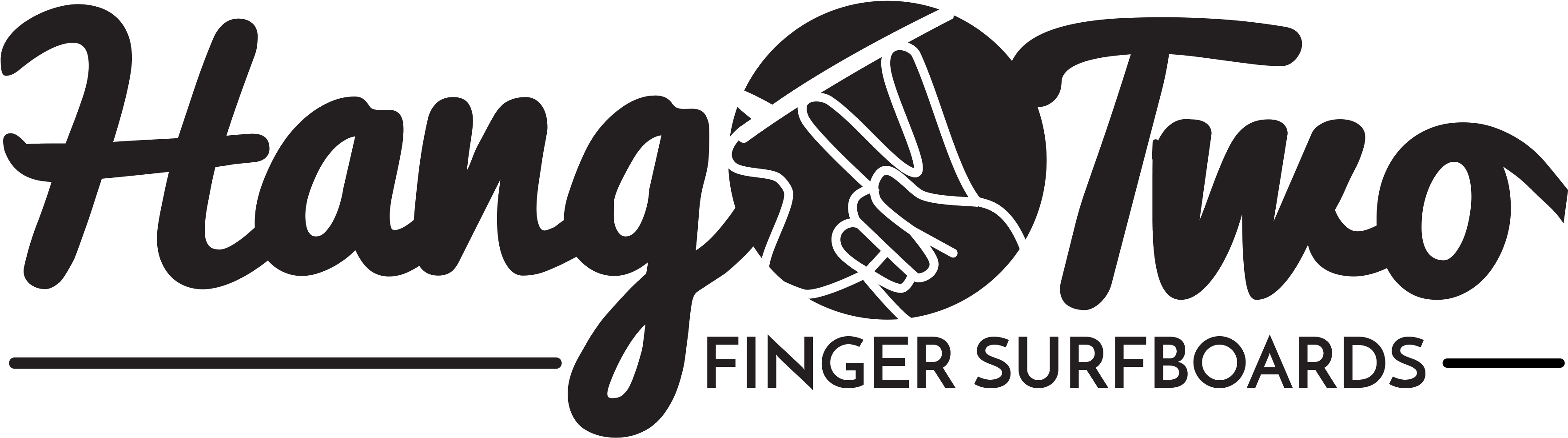 Hang Two Logo Finger Surfboards - Calligraphy (4000x1806), Png Download