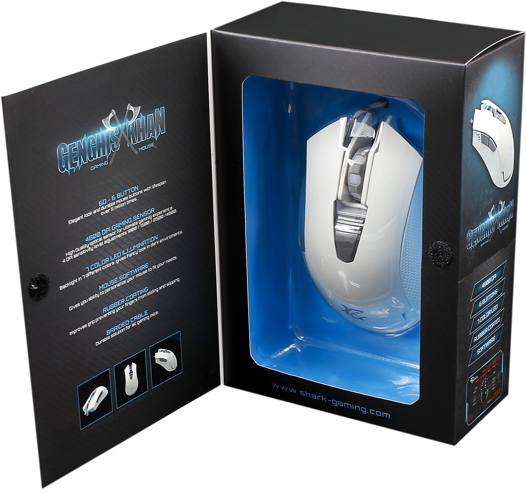 Gm1603w White Shark Mus Genghis Khan Hvid Usb - Input Device (2000x2000), Png Download
