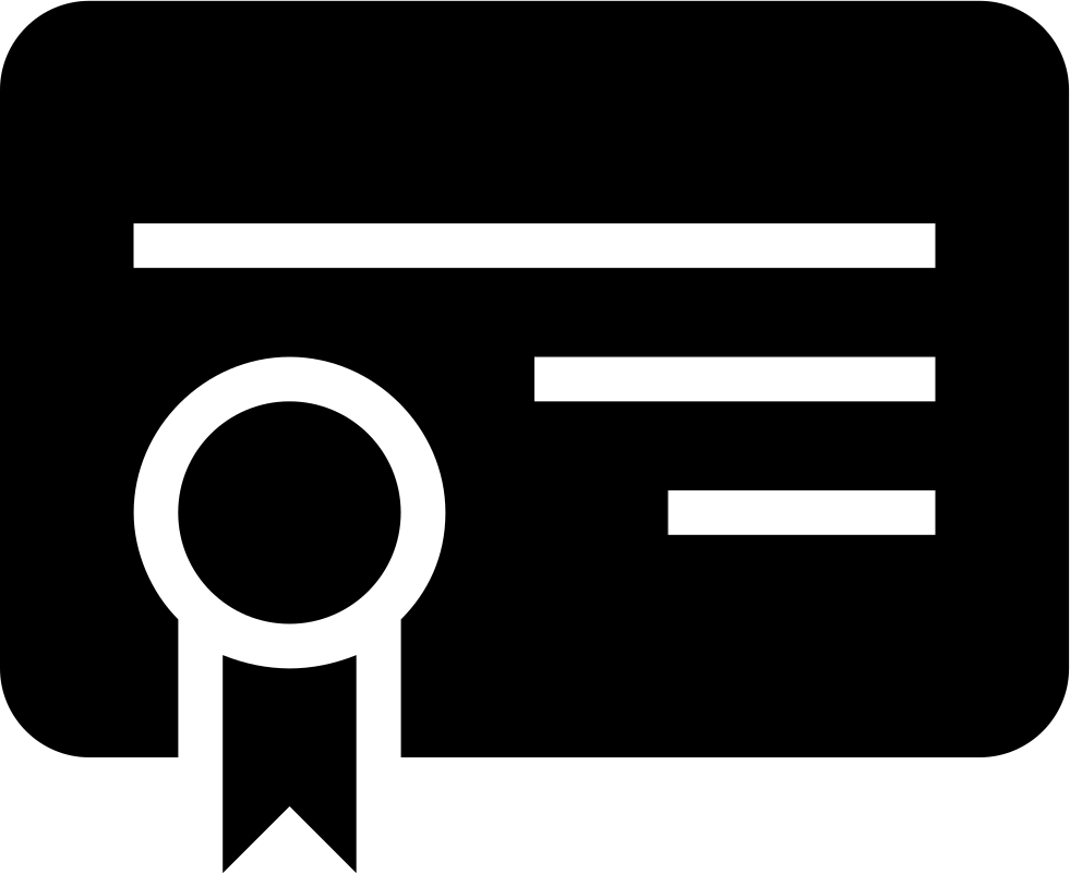 Certificate Black Paper Symbol Comments - Certificate Icon Black And White (981x802), Png Download