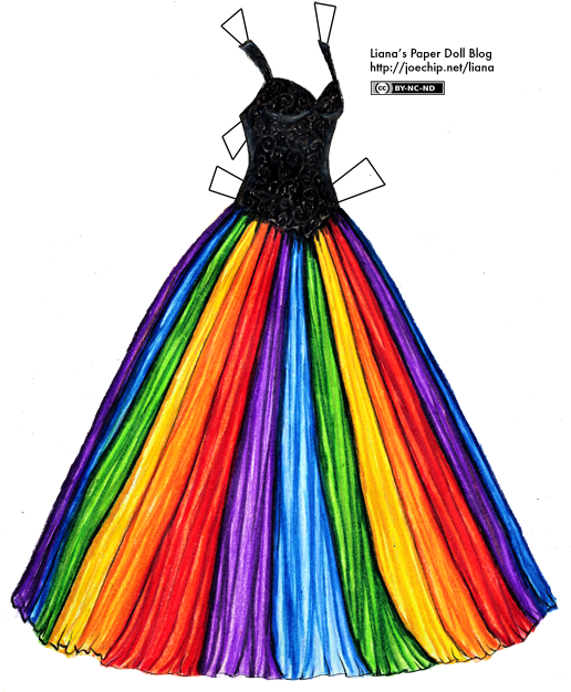 Liana's Paper Dolls - Rainbow Ballgown (516x642), Png Download