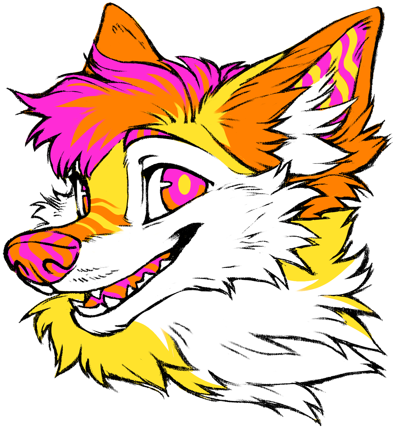 Neon-wolf - Cartoon (1700x1600), Png Download