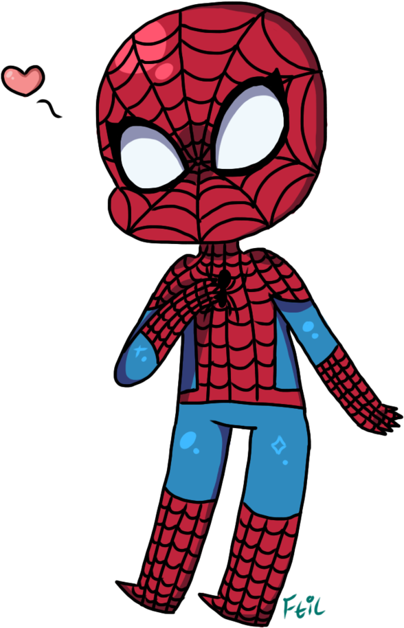 Spiderman Chibi By Finethingsinlife Spiderman Chibi - Gartoon (588x914), Png Download