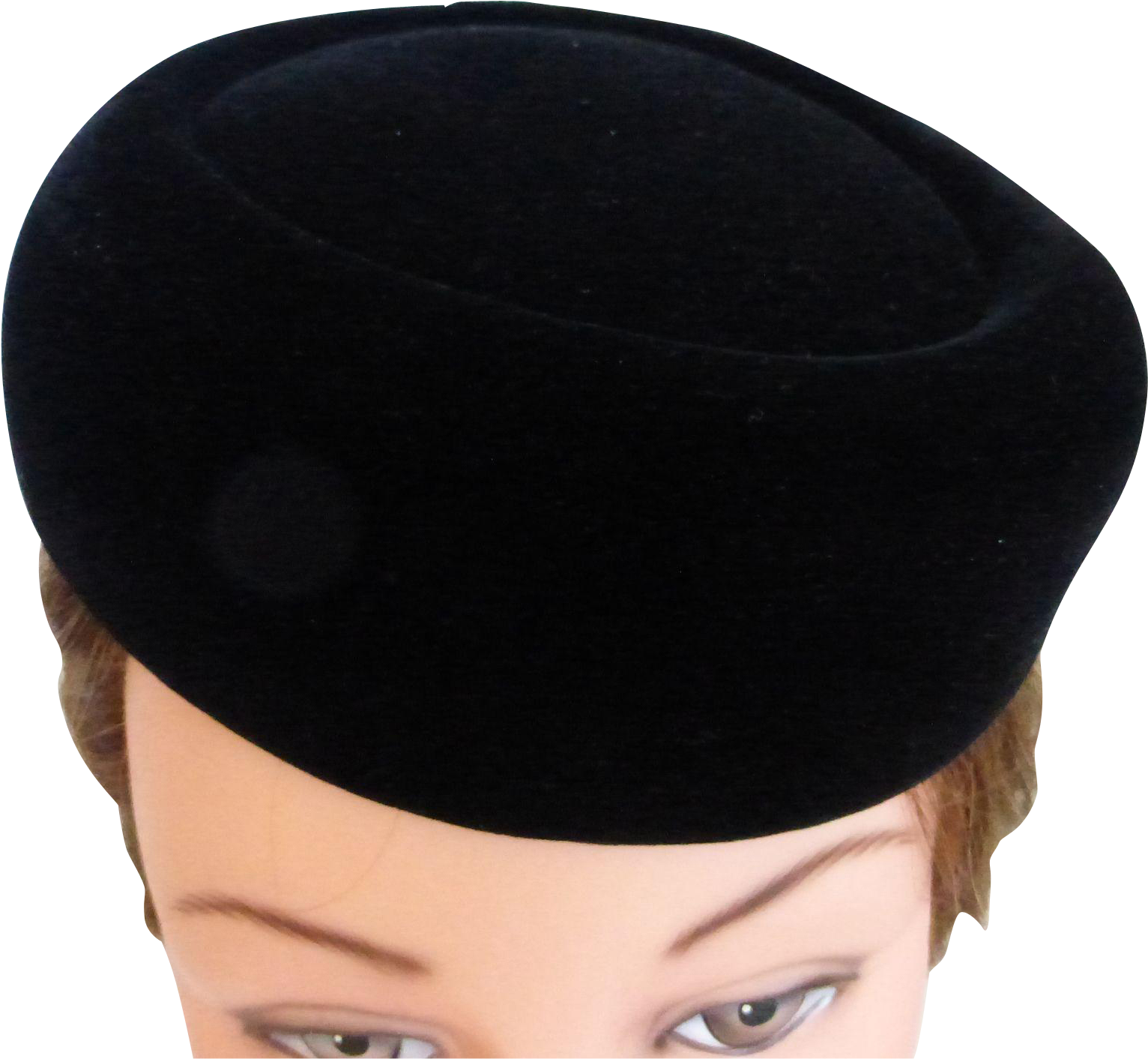 1960's Black Velvet Pillbox Hat By Mr - Headpiece (1531x1531), Png Download