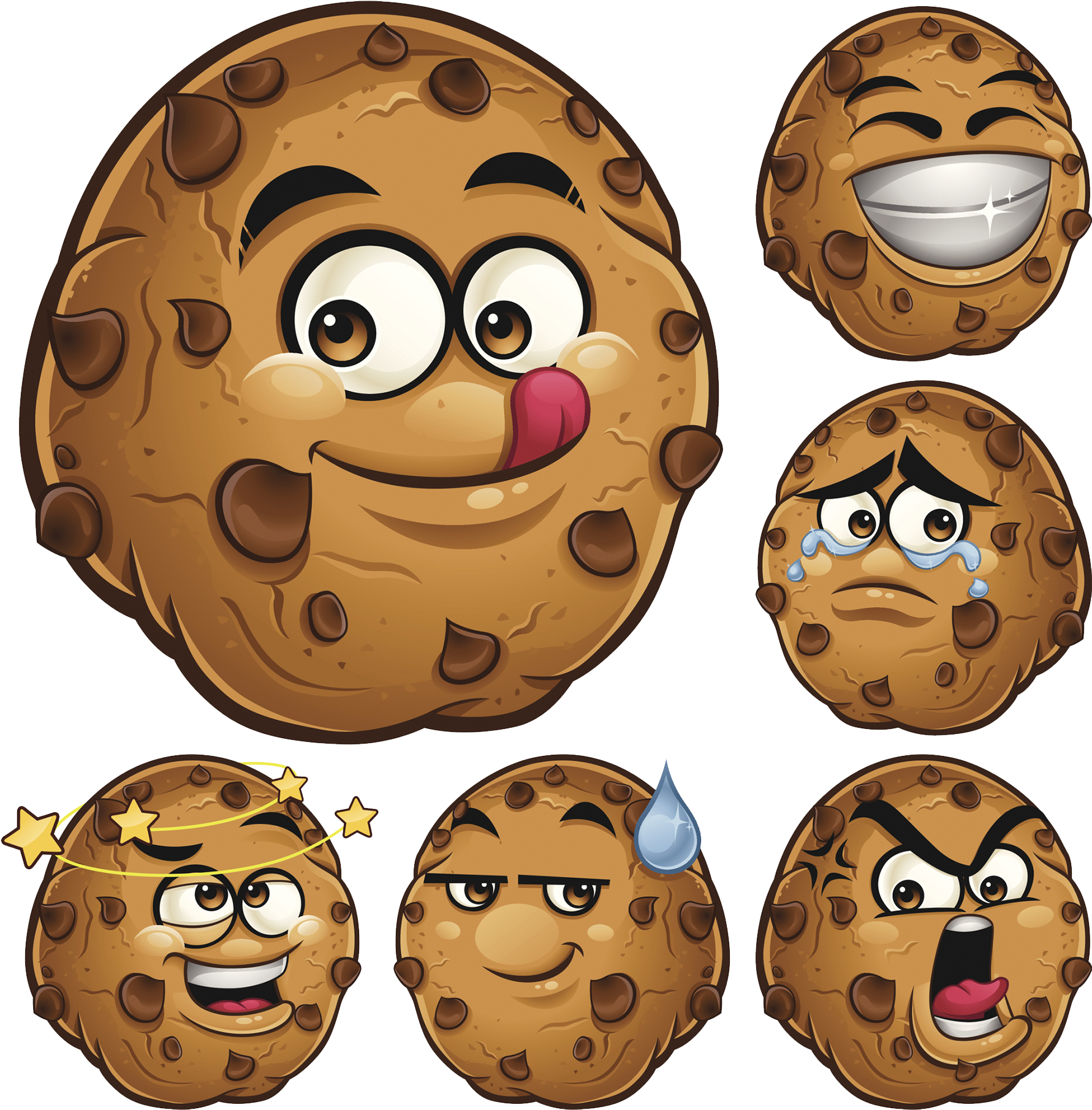 1831 X 1905 3 - Chocolate Chip Cookie Face (1831x1905), Png Download