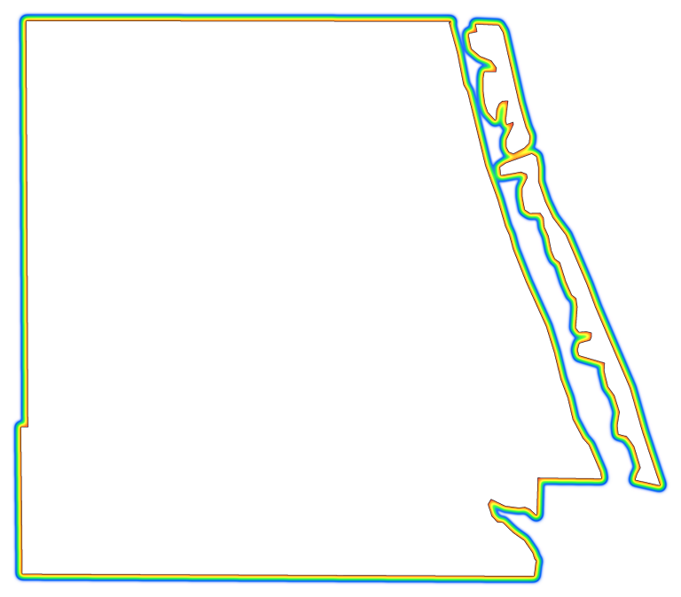 A Rainbow Outline Around A Map Of St (768x674), Png Download