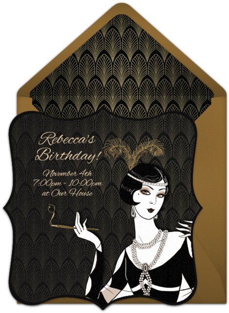 1920s Flapper Online Invitation - Illustration (650x650), Png Download