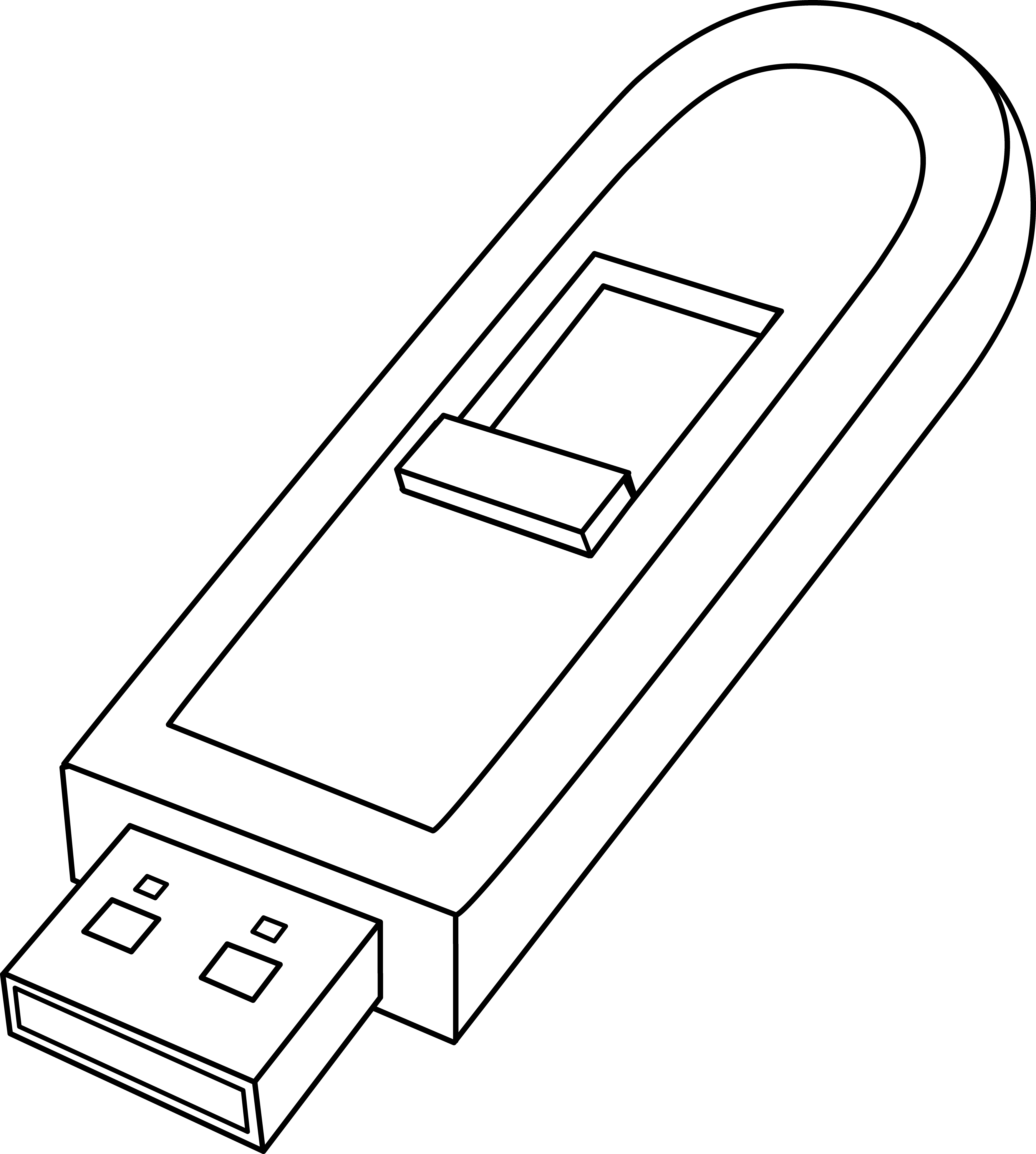 Flash Line Art Free Clip Usb Memory - Pen Drive For Drawing (4769x5311), Png Download