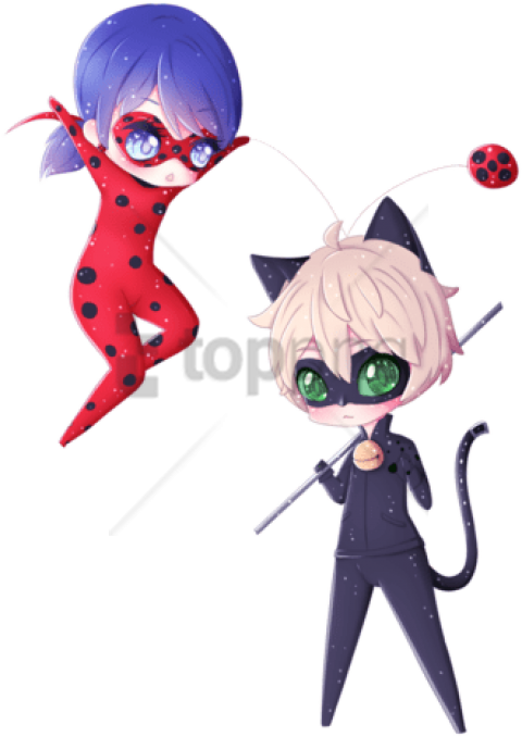 Free Png Ladybug Club Tagged - Ladybug Y Cat Noir Kawaii (480x678), Png Download